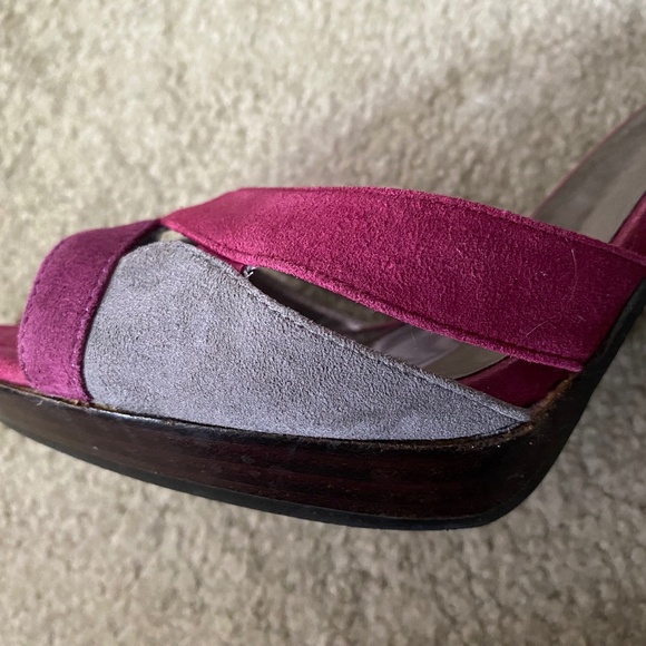 Grey, Purple and Fuschia Suede Strappy Heels, Size 8 - Picture 10 of 13